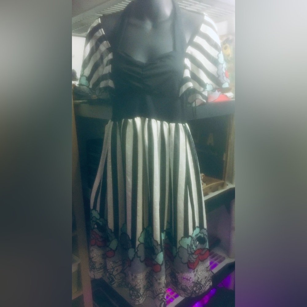 Gypsy Roses Vintage Boho Aggie Black and White Striped Dress!